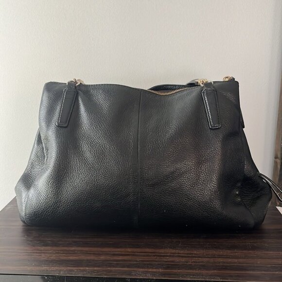 Coach Madison Cafe Carryall 27859 Black Pebbled Leather Gold Accents GUC - Picture 7 of 11